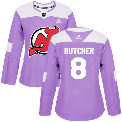 Adidas Devils #8 Will Butcher Purple Authentic Fights Cancer Women's Stitched NHL Jersey
